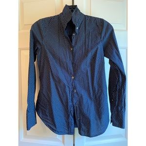J. Crew “Perfect” Navy Blue Button Down Shirt with Circle Detail. 00